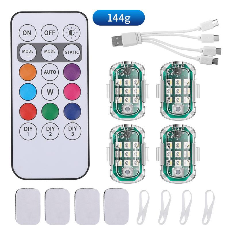 1Pcs Wireless Remote Led Strobe Decorative Light Rgb Colorful Vibration Sensing Warning Signal Light For Motorcycle Car