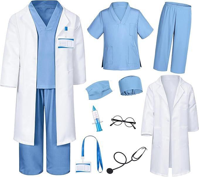Children Doctor Role Play Set White Coat Nurse Costume Dress Up Pretend Play Toy
