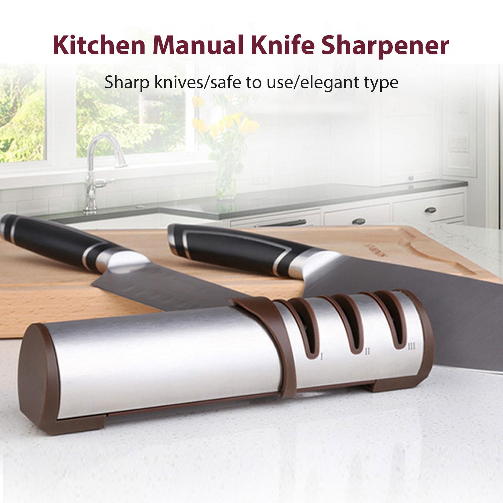 

Manual Kitchen Sharpener 3 Stage for Quick Sharpening Restoring Polishing Kitchen Use Ergonomic Grip