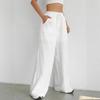 Nuovi Pantaloni Casual da Donna Estivi a tinta unita con Coulisse Gamba Dritta Leggermente Svasata Tasca Sportivi Casual
