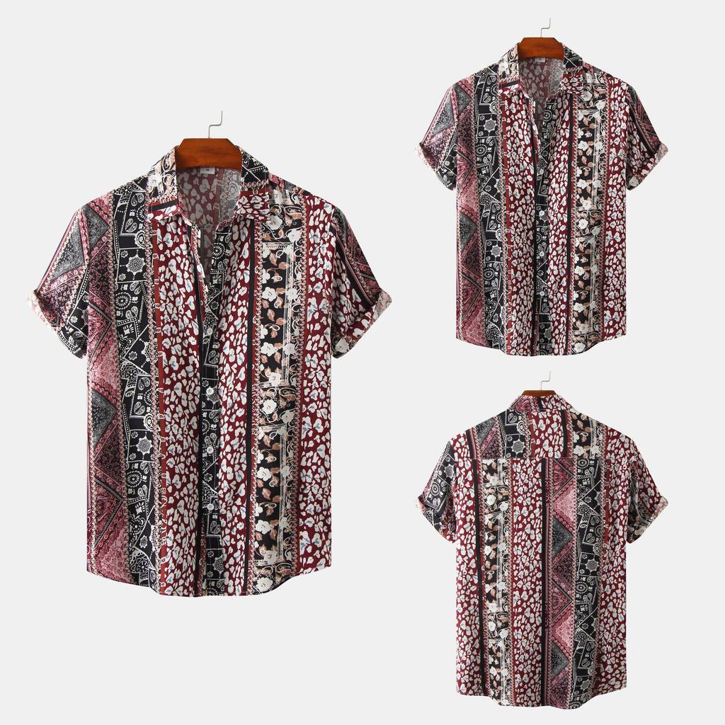 2026 Summer Men's Short Sleeve Floral Shirt - European and American Style