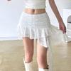 Mini Skirts For Women Irregular Lace Streamers Retro Hottie Street Wear Slim Sexy Short Skirt Gothic Y2k Fashionable Nightclub