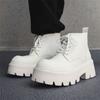 large size mens casual punk hip hop platform boots lace-up genuine leather shoes cowboy chunky ankle boot handsome short botas