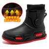 Rain shoes men's new non-slip waterproof fashion short water shoes fleece thermal rubber shoes bundle mouth rain boots drawstring water boots