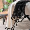 Restoranlar İçin Imanqi Yun Beyaz Renk Bloklu Patchwork Oyma Masa Örtüsü