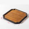 1PC Embossed Pattern Tray New Chinese Style Square Round Bamboo Tea Plate Household Desktop Decoration