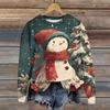 Ladies' Christmas Printed Long Sleeved Round Neck Hoodie Loose Top