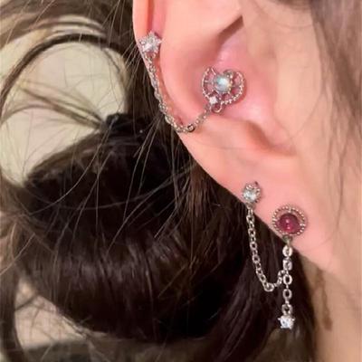 1Pc/1Set Cute Puppy Paw Zircon Butterfly Ear Bone Nail Studs Luxury-Style Ear Jewelry For Women Y2K Earrings Gift