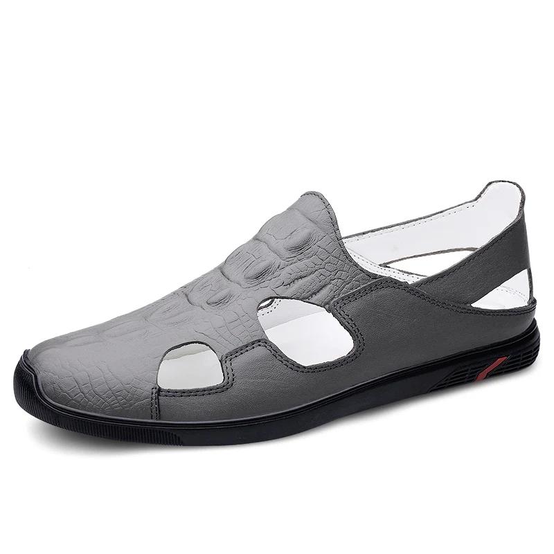 Fashion Classic Leather Mens Sandals Outdoor Handmade Men Sandaly New Hollow Out Man Beach Leather Shoes Breathable male Summer Flats