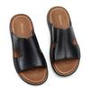 Chinelos de Couro Masculinos Puros Feitos à Mão para Uso no Verão Antiderrapantes Simples de Uma Tira Couro Macio Fundo Macio Chinelos Masculinos de Couro Genuíno