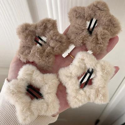Ins Moda Coreana Mollette per Capelli a Stella di Peluche per Donne Ragazze Y2K Dolci Soffici Fermagli Barrettes Accessori per Capelli Copricapo