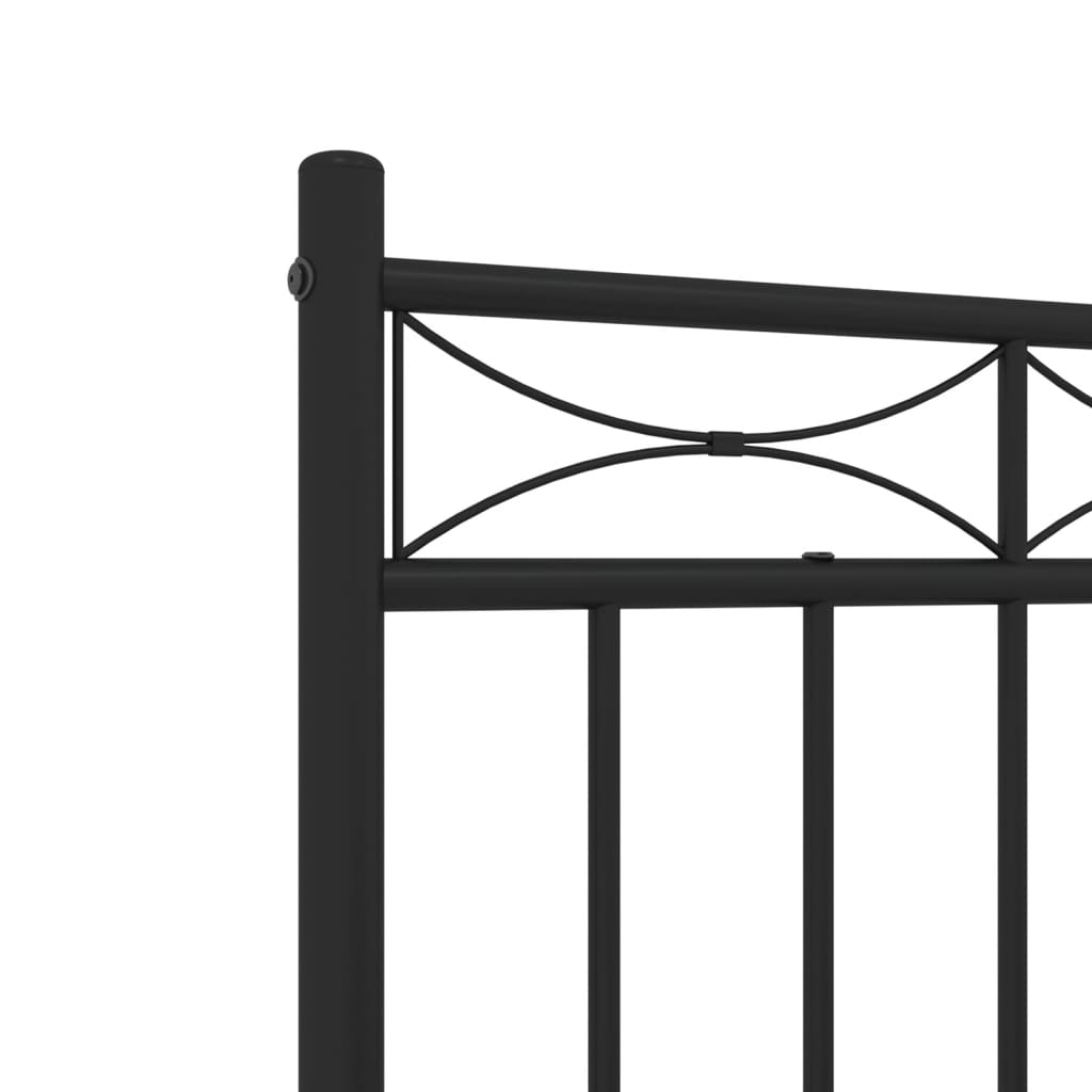 Metal Bed Frame with Headboard Black 120 x 200 cm