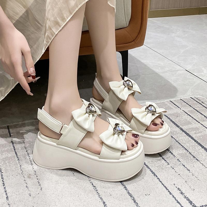 Fashion Summer Embed Rhinestone Wedges Sandals 7.5CM Ladies Beach Slippers High Heels Sandals Women Casual Platform Chunky Sandalias