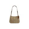 Borsa a Spalla Penelope, Tela Signature con Rifiniture in Pelle Marrone, Ferramenta Dorata, Borsa Hobo da Donna, Casual Quotidiano Viaggio Pendolarismo CO953-IME74