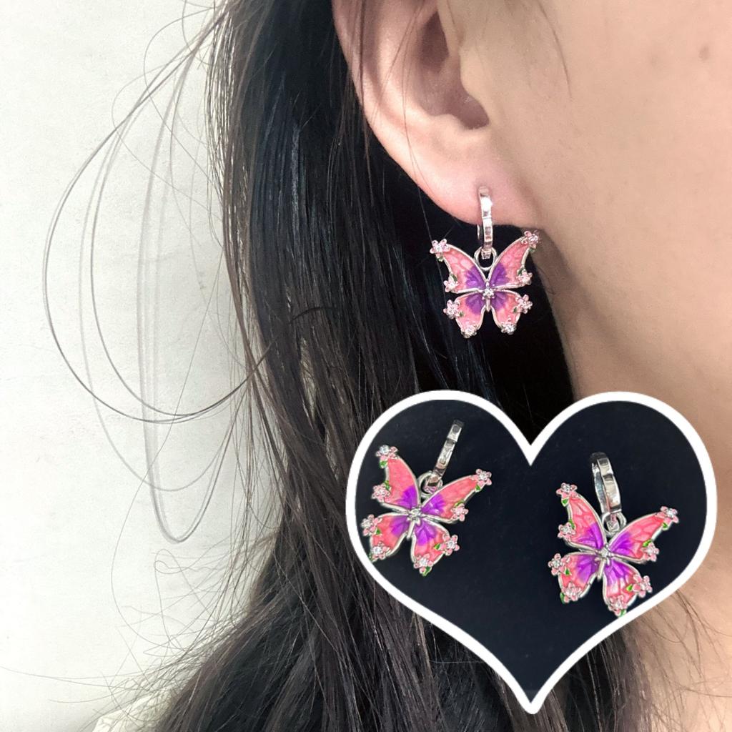 Bird Cross Black Cat Butterfly Cherry Moon Earrings Fit Women's Jewelry Lover's Holiday Birthday Gift 925 Silver