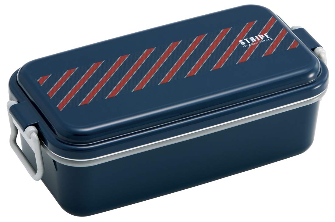 

Skater Bento Lunch Large Striped 800ml Box, Enamel-Style Box, Capacity, Red, (PEN8)