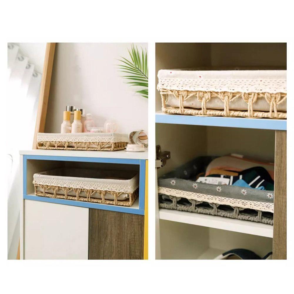 Creative Multicolor Storage Basket Multi-porpose Flower Pattern Storage Tray Weaving Multi-size Storage Box Home Decoration