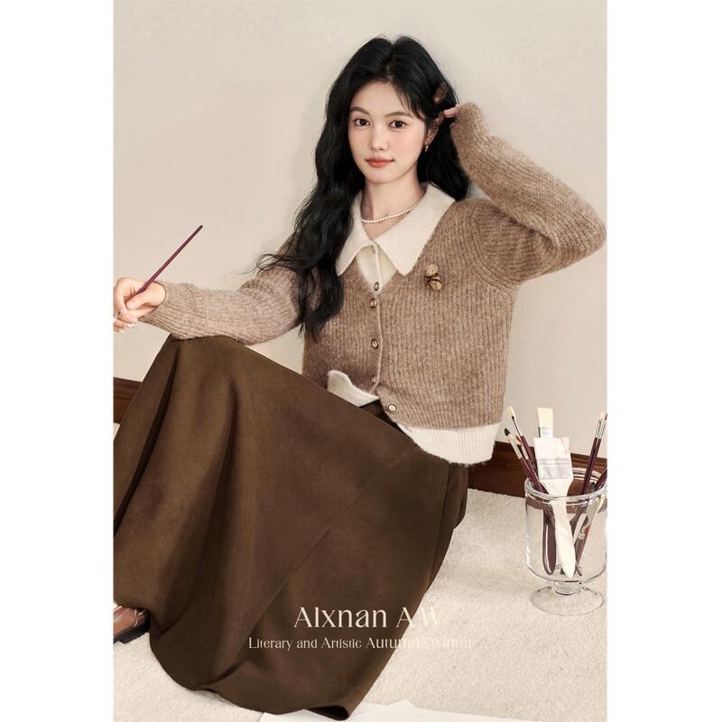 Women's Faux Two-Piece Christmas Knit Sweater
