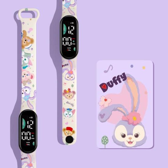 Children Digital Watch LED Cartoon Dog Print Adjustable Silicone Strap Clear Accurate Display Portable Students Unisex Wristwatch