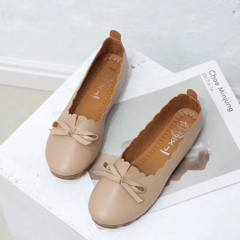 sapatos femininas women cute sweet light weight brown soft pu leather slip on flat shoes lady casual loafers ab480
