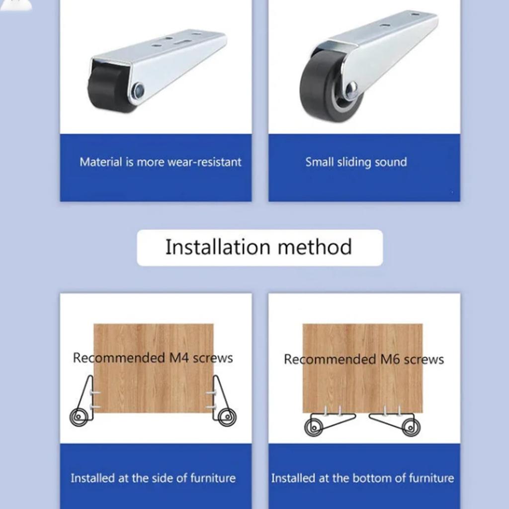 1-50PCS Smooth Moving Directional Casters 0.8/1.6 Inch Long Bracket Directional Wheels Furniture Hardware Accessories