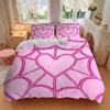 3Pcs Pink Heart Web Bedding Set Soft Fabric Duvet Cover Pillowcases Home Christmas Xmas Halloween Gift 1 Duvet Cover 2 Pillowcase G1126