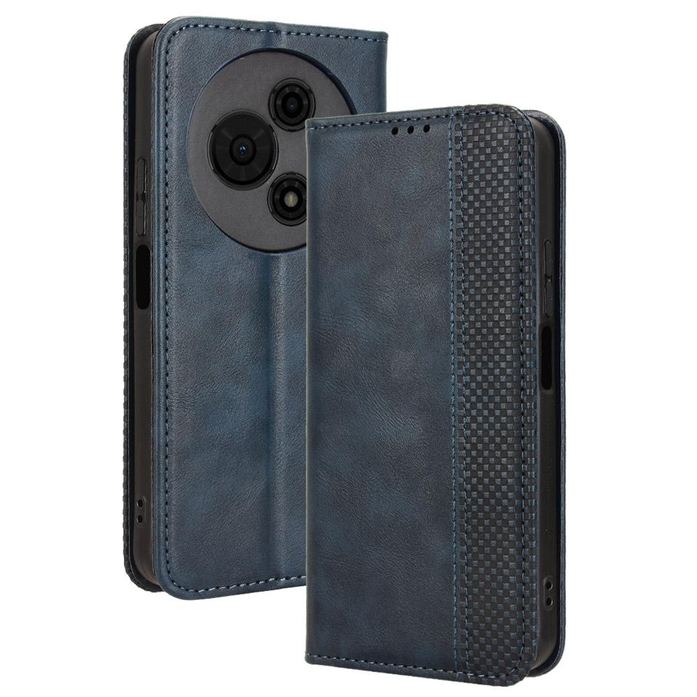 

Для TCL 605 4G/60 SE Кожаный чехол-кошелек с подставкой Ретро текстура Чехол для телефона Blue