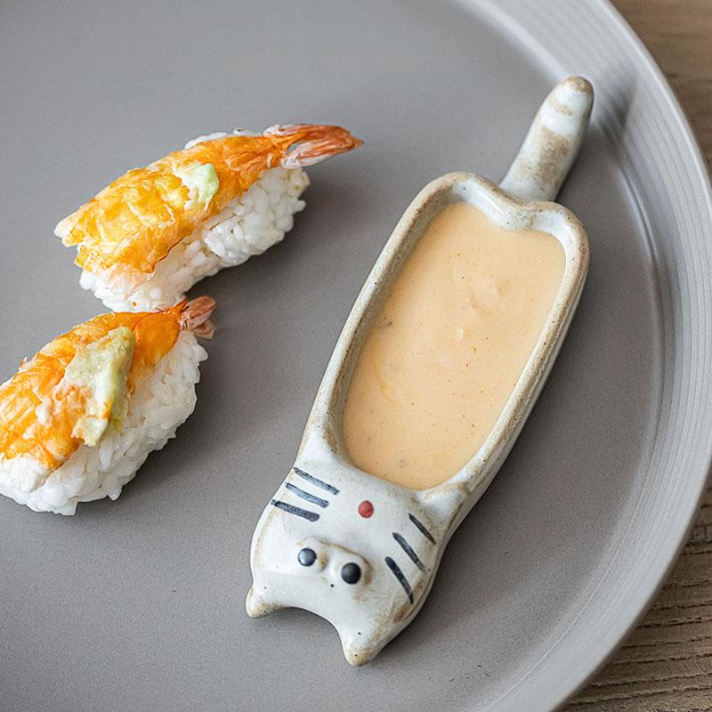 Farfurie vintage japoneza cu sos de soia Animal pisică drăguță farfurie ceramică restaurant creativ Sushi gustare farfurie desert farfurie cu desene animate