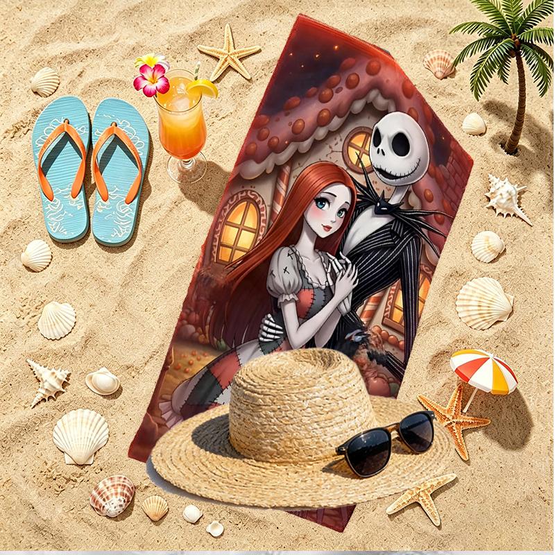 The Nightmare Before Christmas Print Beach Towel, Versatile Lightweight Absorbent Beach Towel for Pool Surf Yoga Bathroom, Perfect Birthday Holiday Gi