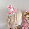 Lace Trim Bunny Ear Hair Clip Sweet Pink Lolita Hair Accessory Rabbit Ear Headpiece  Cosplay Party