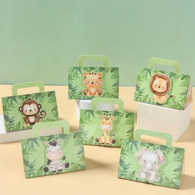 Jungle Animal Candy Boxes Jungle Safari Birthday Party Decoration Kids Gift Packaging Box Boy Baby Shower Birthday Party Supplie