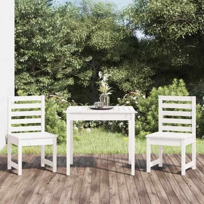 VidaXL Ensemble de bistrot de jardin 3 pcs blanc bois de pin massif 3154672