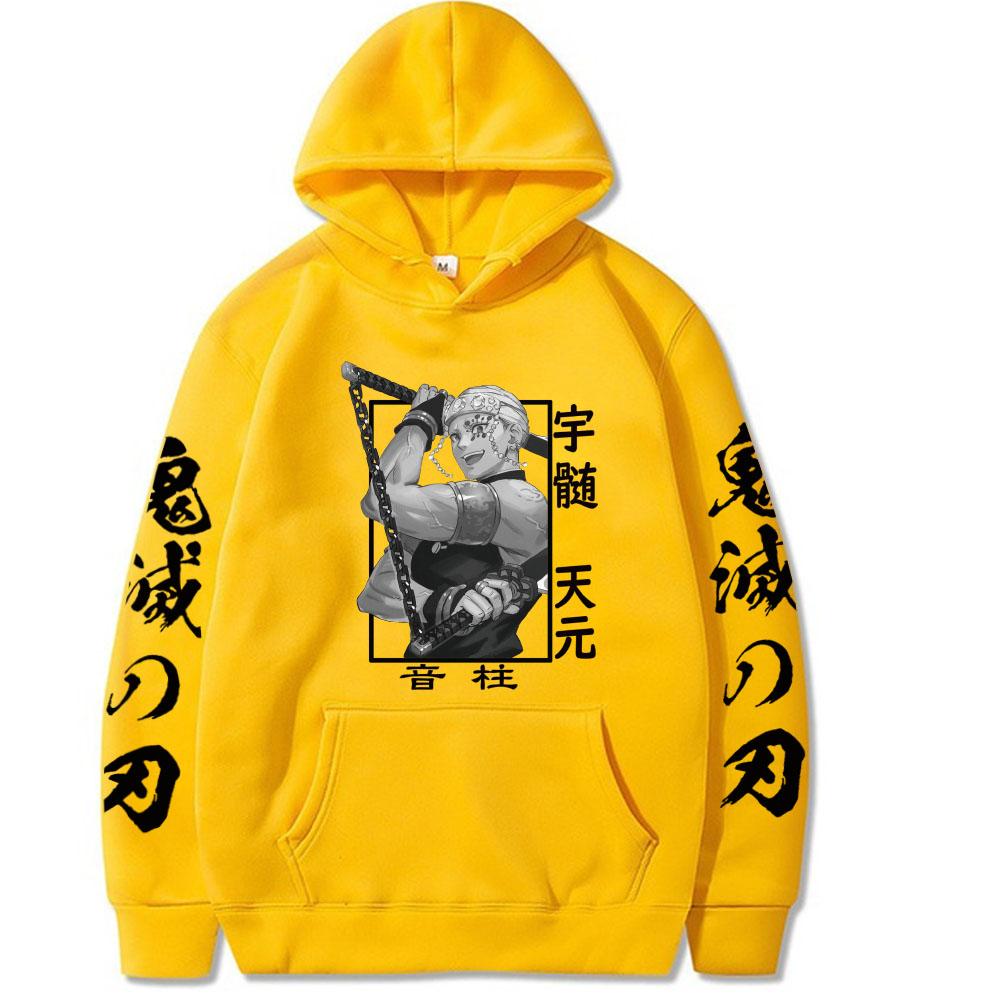 

Uzui Tengen Япония Аниме Demon Slayer Harajuku Толстовка с капюшоном с длинным рукавом Осень Зима Унисекс Свободная Повседневная Уличная Одежда 4XL жёлтый