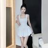Spice girl white suspender dress women's summer temperament sexy waist thin princess tutu skirt small man