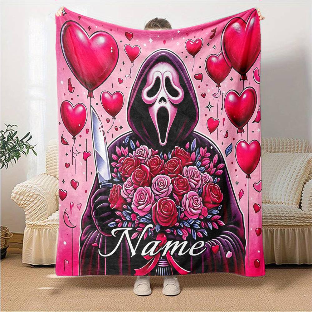 Custom Name Horror Movie Mashup blanket for Couch & Bed, Plush Cozy Fuzzy Blanket Super Soft & Warm Blankets for Fall and Winter. 0908133