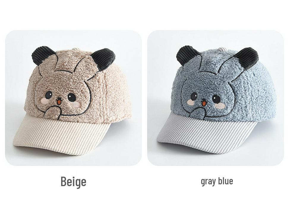 Kids' Autumn/Winter Windproof Warm Duckbill Cap with Cartoon Rabbit Design