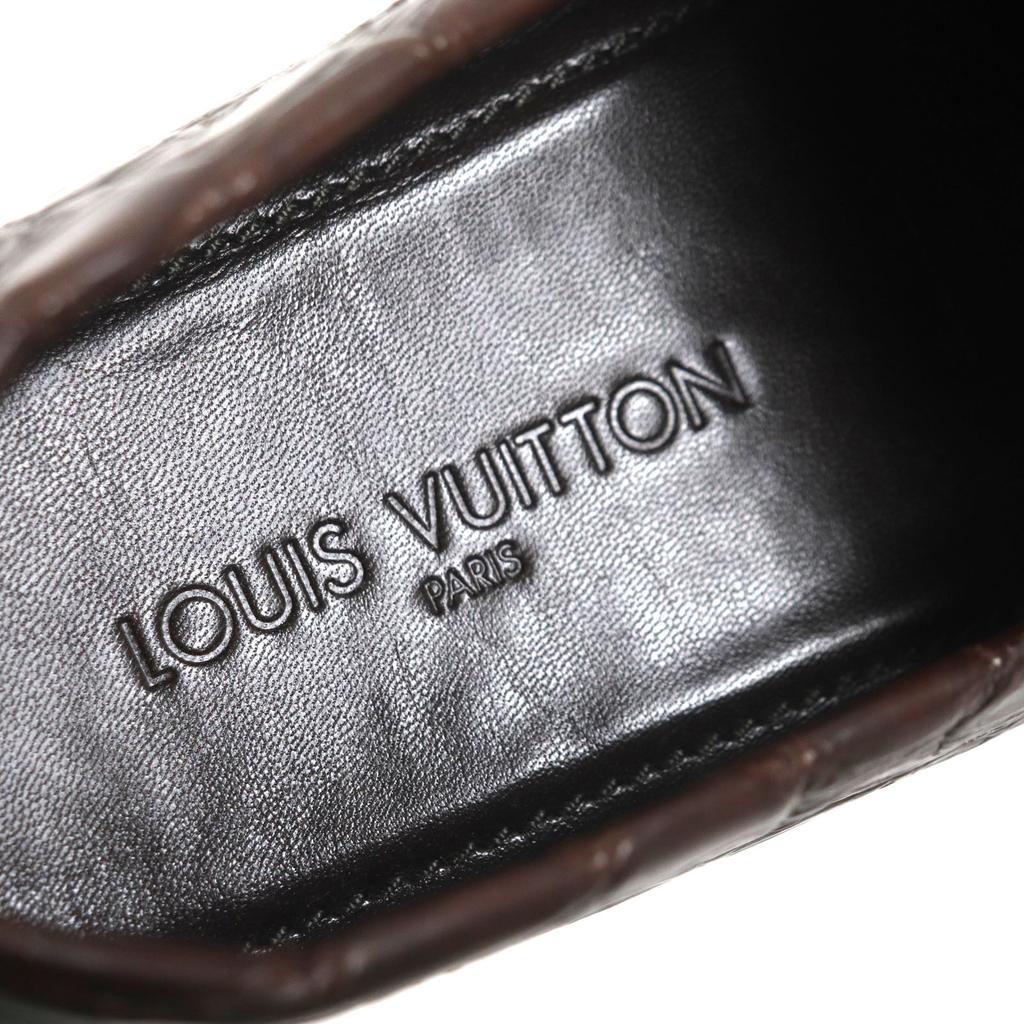 Pristine LOUIS VUITTON loafers Dark brown Crocodile mens 10 Used