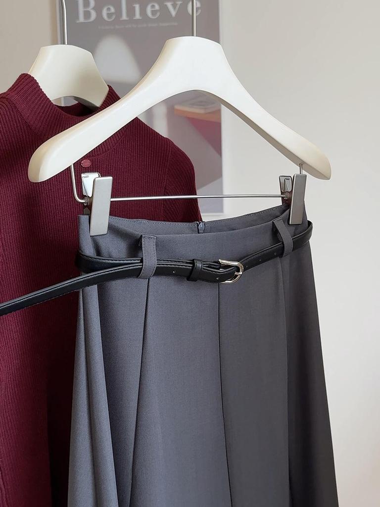 Elegant Women's Drapey A-line Midi Skirt - Autumn 2025 Collection, Slimming Medium-Length Swing Skirt