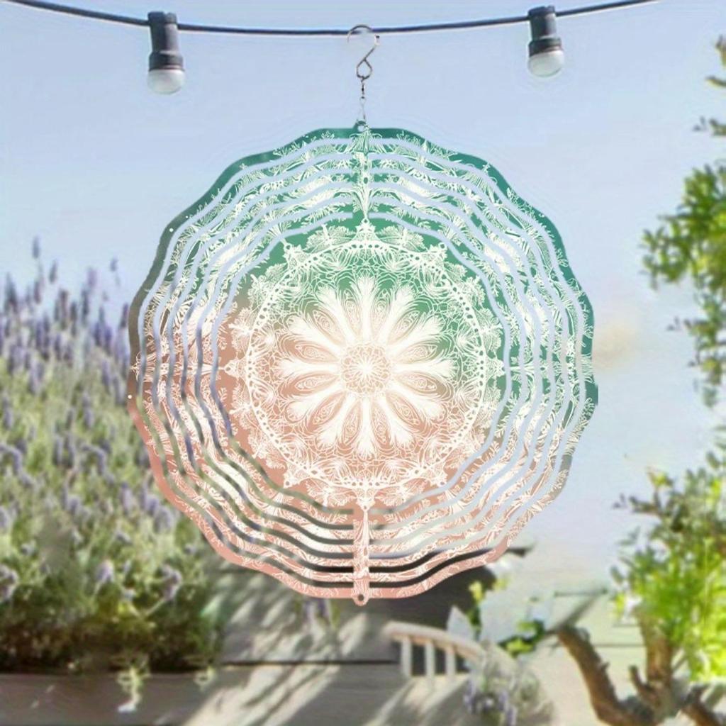 360 Degree Rotating Metal Wind Chime 25.4 Inch Garden Decor for All Seasons No Electricity Needed Outdoor Hanging Ornament