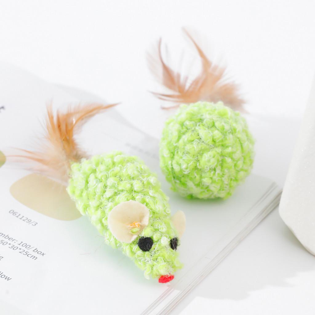 Haustier Katze Spielzeug Set mit Feder Maus und Glockengeräuschen für interaktives Spielen