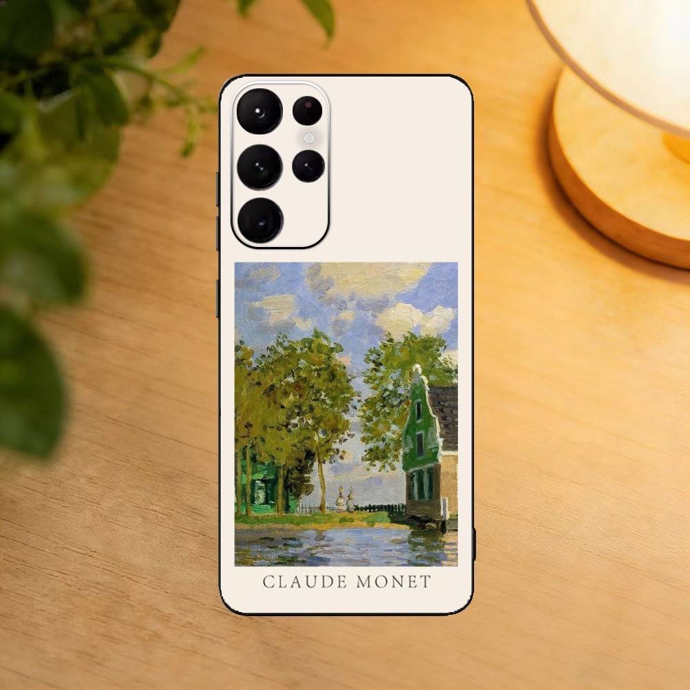 Claude Monet Ins Fishion Phone Case For Samsung S25,24,23,22,30,21,10,9,Ultra,Plus,Lite Soft Black Case