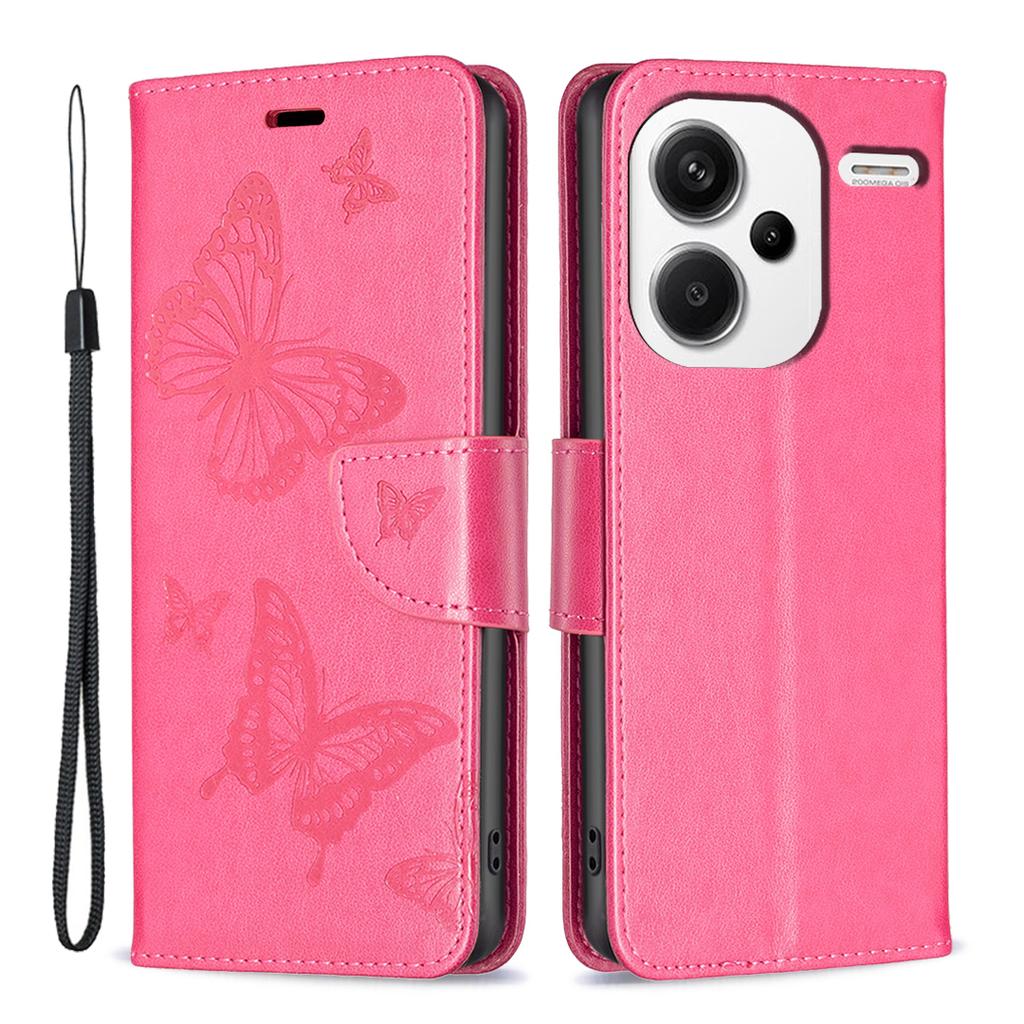 For Xiaomi Redmi Note 13 Pro+ 5G Leather Case with Wallet Stand Butterfly Imprinted