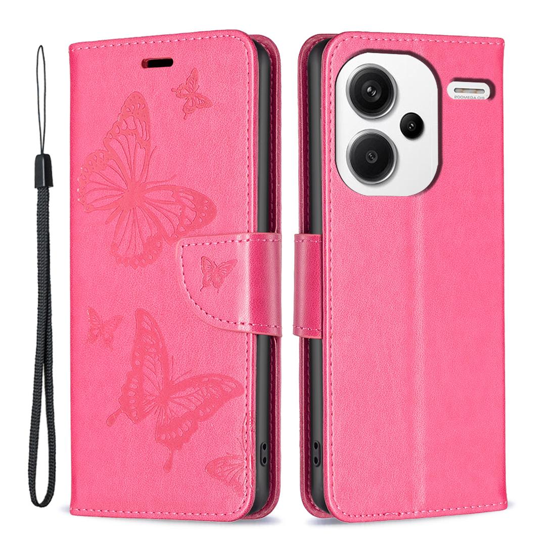 

For Xiaomi Redmi Note 13 Pro+ 5G Leather Case with Wallet Stand Butterfly Imprinted Rose