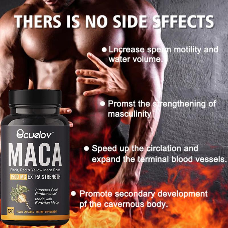 Maca Root Capsules 1500 Mg, Available In Black, Red, and Yellow Varieties, Suitable for Both Men and Women, 120 Capsules