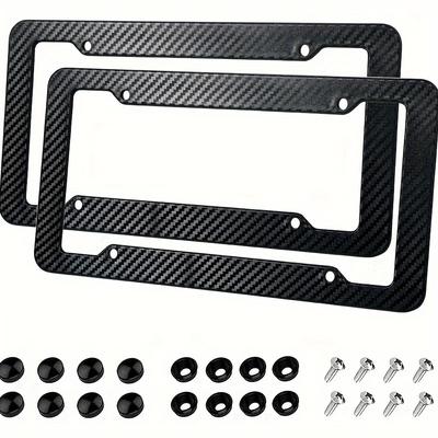 High-Quality Carbon Fiber Textured Universal US/CA Standard Size License Plate Frame Covers - Car Accessories Amagi