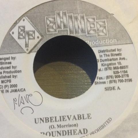 

7inch Record ROUND HEAD Unbelievable NONE Shines Producti 2000 Jamaica Reggae Ska Dub Used