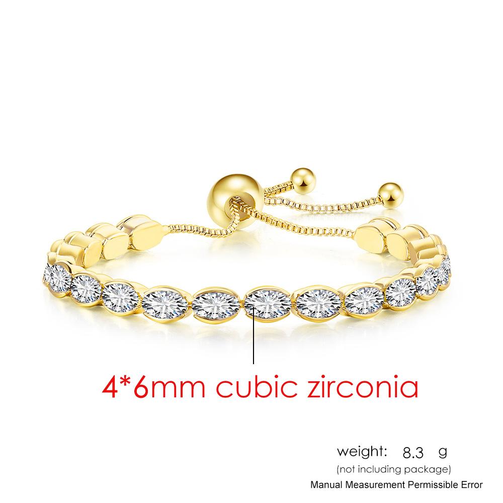 

Adjustable Oval Crystal Tennis Bracelet for Women Kpop Zirconia Gold Color Chain On Hand Simple Minimalist Jewelry Trend H202