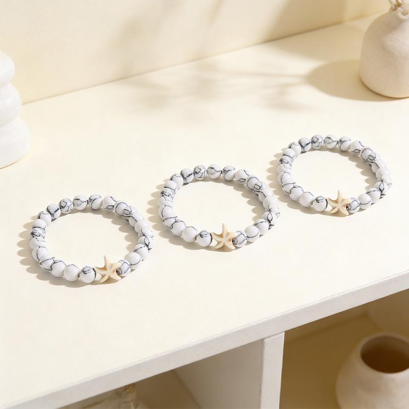 Starfish Handmade Beaded Bracelet with Elastic Cord - Fashionable Commuting Style
