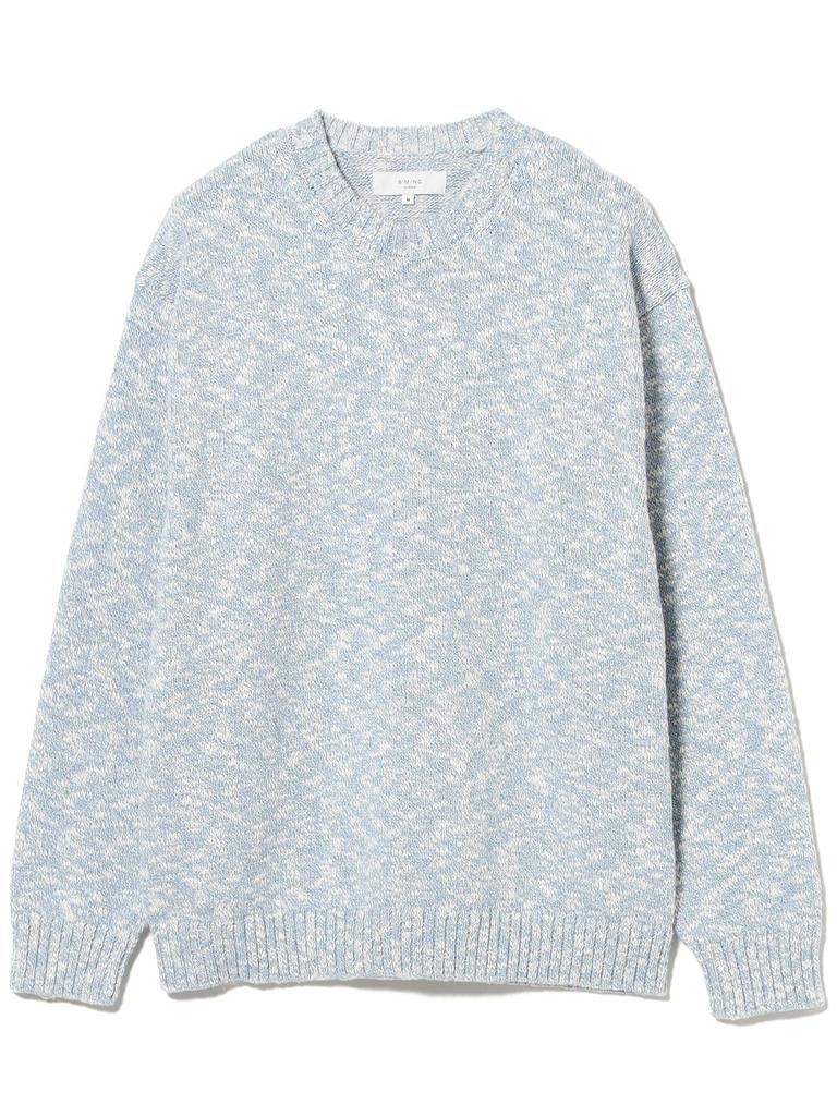 B:MING LIFE STORE by BEAMS Men's 5-Gauge Stretch Slub Crew Neck Knit (SAX M_92150360286)
