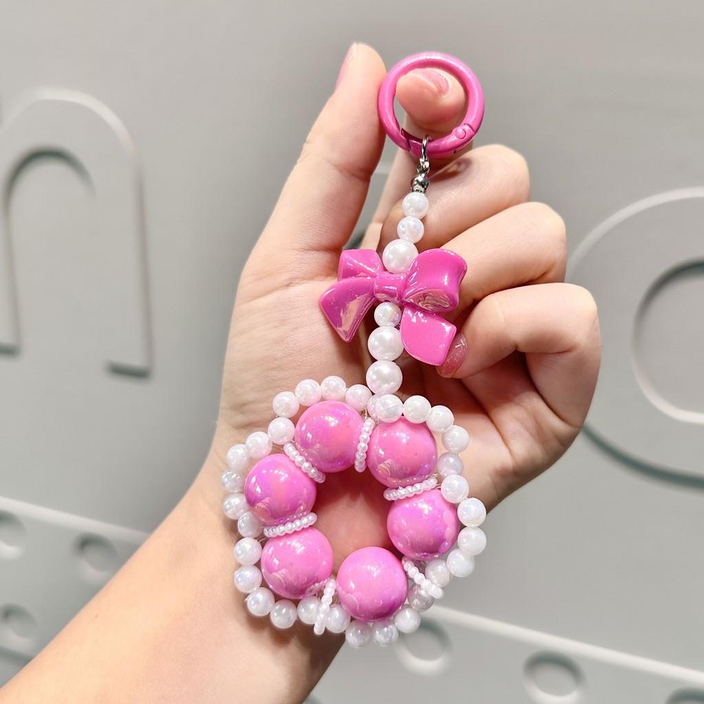 Vibrant Flower Beaded Keychain Stylish Hanging Ornament For Phones And Accessories Everywhere